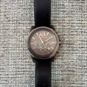 Armani Exchange Black and Gold Chronograph Watch